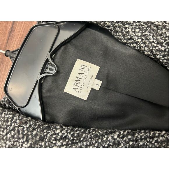 Armani Collezioni Black/White Tweed Wool Sequins Blend Blazer Size 8 w/COA - Picture 6 of 16